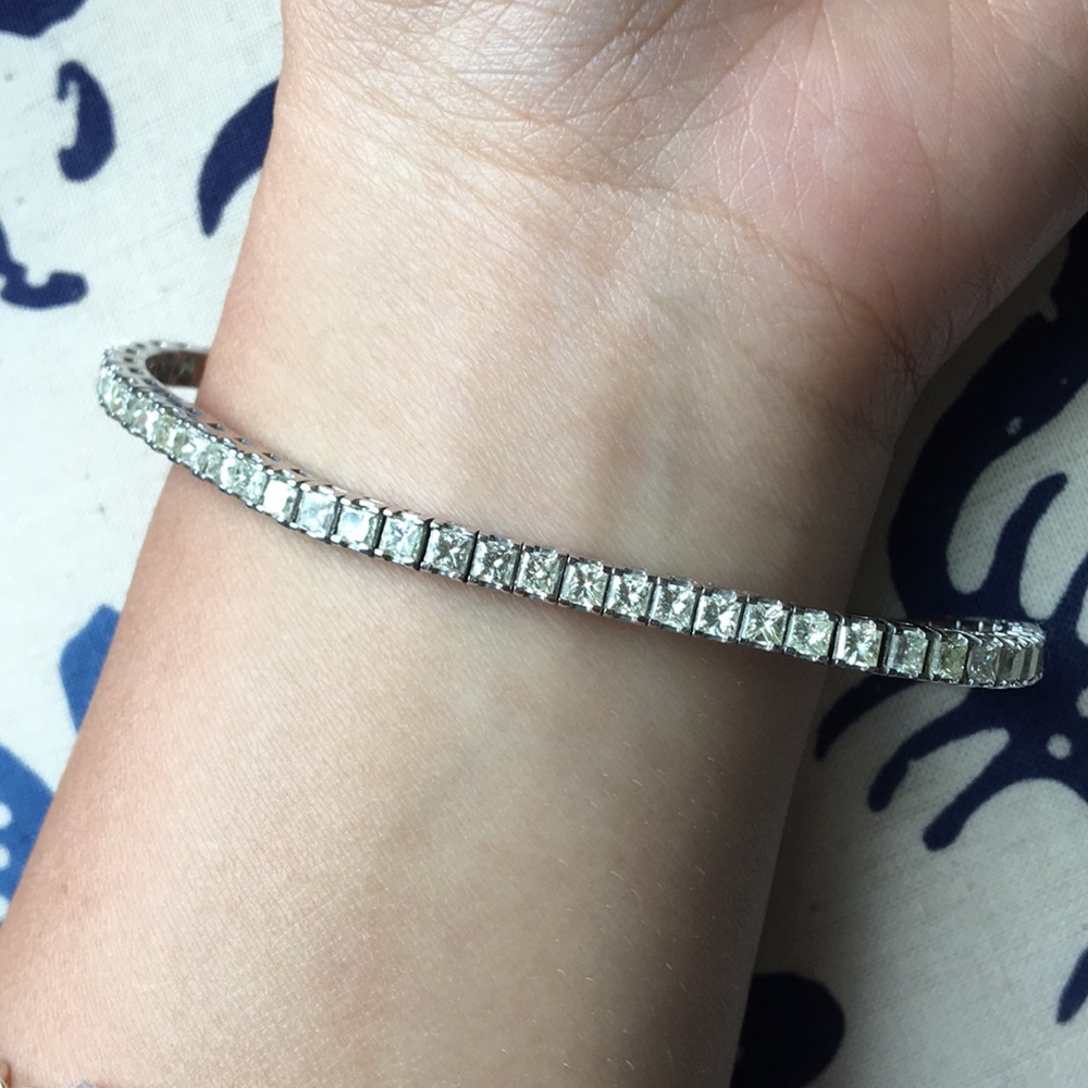 6.5 CTW Princess Cut Diamond Tennis Bracelet 14k